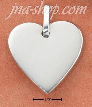 Sterling Silver 21MM FLAT ENGRAVABLE HEART TAG CHARM - Click Image to Close