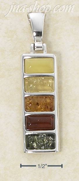 Sterling Silver MULTI COLOR AMBER RECTANGLES PENDANT - Click Image to Close