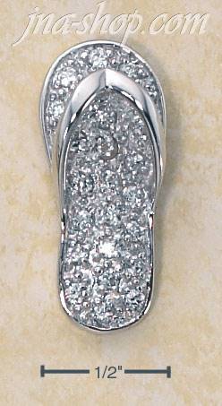 Sterling Silver LARGE PAVE CZ FLIP-FLOP SANDAL CHARM - Click Image to Close