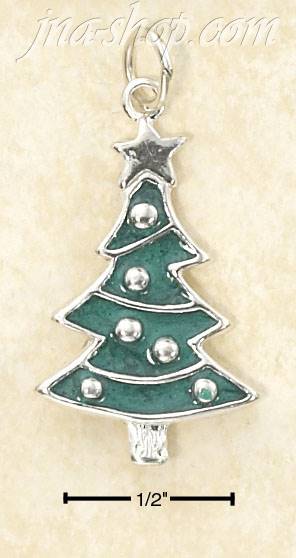 Sterling Silver ENAMELED CHRISTMAS TREE CHARM - Click Image to Close