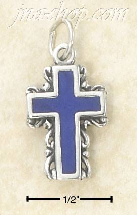 Sterling Silver ENAMEL CROSS WITH SCROLLED EDGES CHARM - Click Image to Close