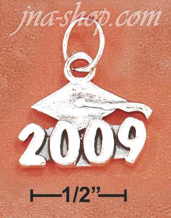 Sterling Silver "2009" GRADUATION CAP CHARM - Click Image to Close