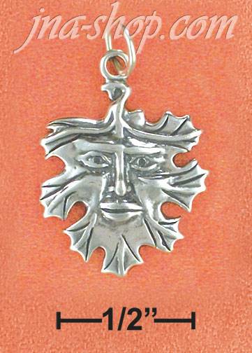 Sterling Silver ANTIQUED GREEN MAN CHARM - Click Image to Close