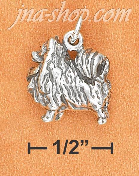 Sterling Silver 3D ANTIQUED POMERANIAN CHARM - Click Image to Close