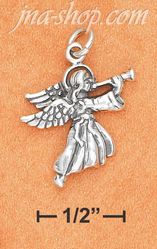 Sterling Silver ANGEL W/ TRUMPET CHARM - Click Image to Close