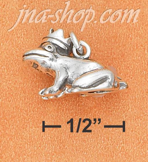 Sterling Silver 3D PRINCE FROG W/CROWN CHARM - Click Image to Close