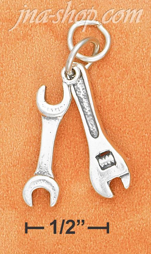 Sterling Silver 3D PAIR OF WRENCHES CHARM (APPROX 1") - Click Image to Close