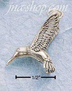Sterling Silver SMALL ANTIQUED HUMMINGBIRD CHARM - Click Image to Close