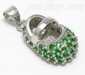 Sterling Silver MAY LARGE EMERALD COLORED CZ BIRTHSTONE BOOTIE C - Click Image to Close