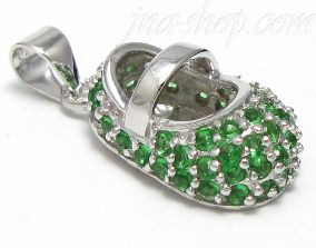 Sterling Silver MAY LARGE EMERALD COLORED CZ BIRTHSTONE BOOTIE C - Click Image to Close