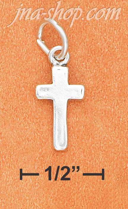Sterling Silver SMALL 5/8" PLAIN SKINNY CROSS CHARM - Click Image to Close