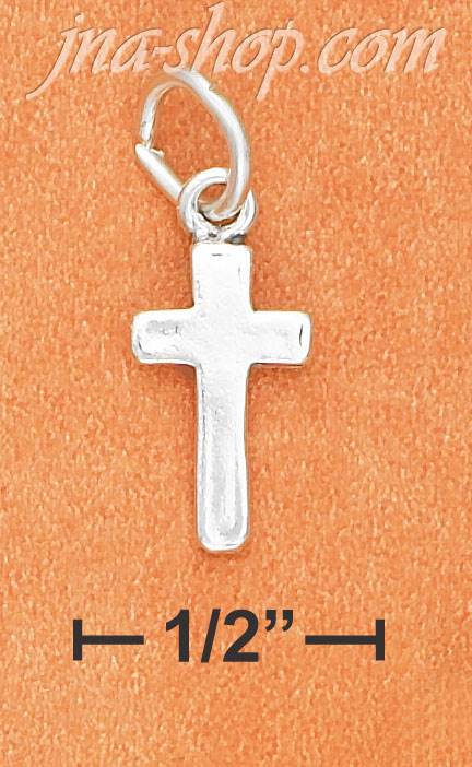 Sterling Silver SMALL 5/8" PLAIN SKINNY CROSS CHARM - Click Image to Close
