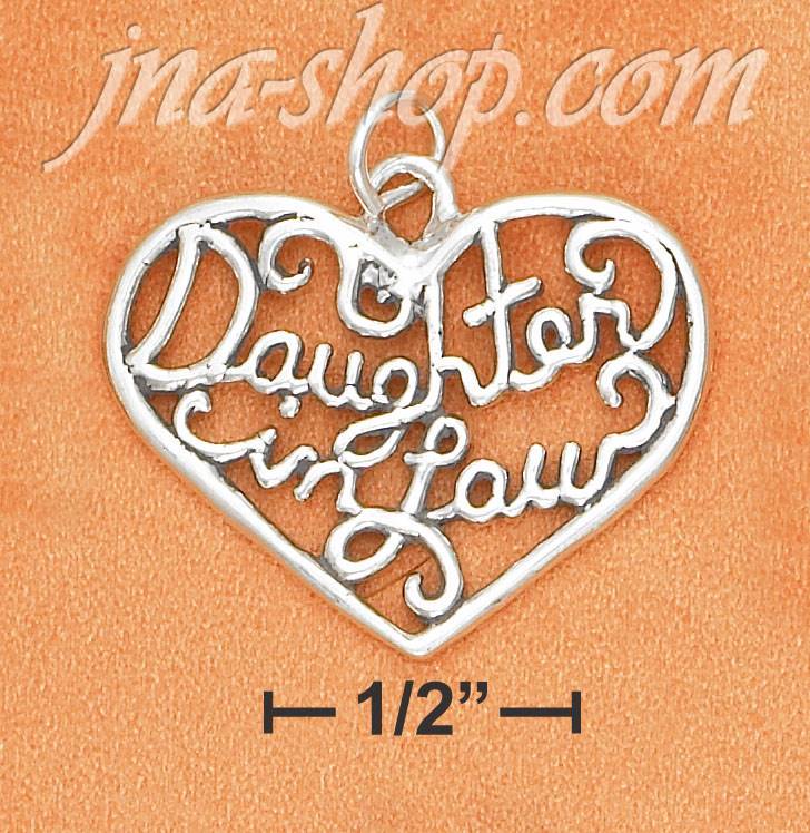 Sterling Silver "DAUGHTER IN LAW" OPEN FILIGREE HEART CHARM - Click Image to Close