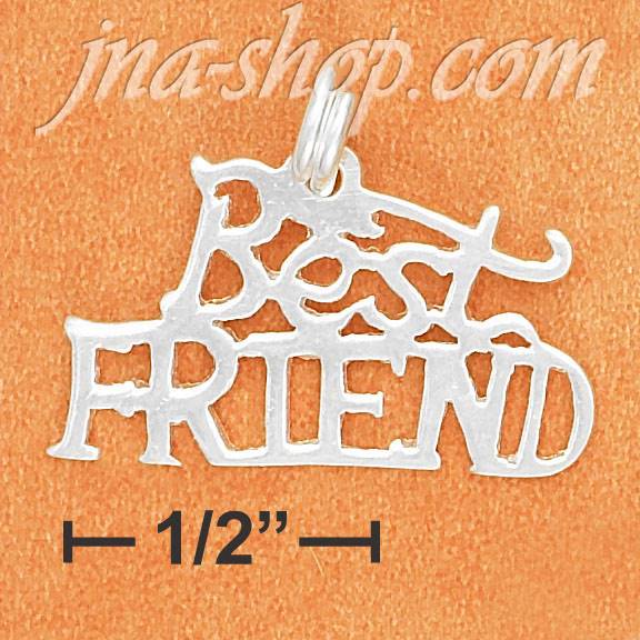 Sterling Silver HIGH POLISH FLAT "BEST FRIEND" CHARM - Click Image to Close