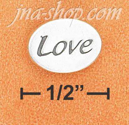 Sterling Silver 2 SIDED HIGH POLISH OVAL "LOVE" MESSAGE BEAD W/ - Click Image to Close