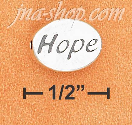 Sterling Silver 2 SIDED HIGH POLISH OVAL "HOPE" MESSAGE BEAD W/ - Click Image to Close