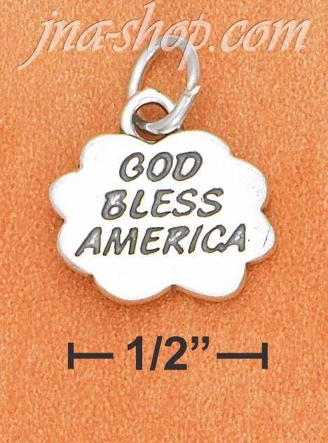 Sterling Silver HIGH POLISH "GOD BLESS AMERICA" IN CLOUD CHARM W - Click Image to Close