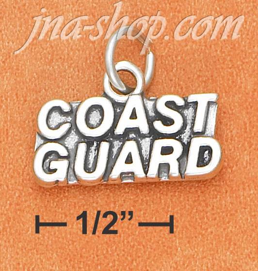 Sterling Silver ANTIQUED RAISED LETTERS "COAST GUARD" CHARM - Click Image to Close