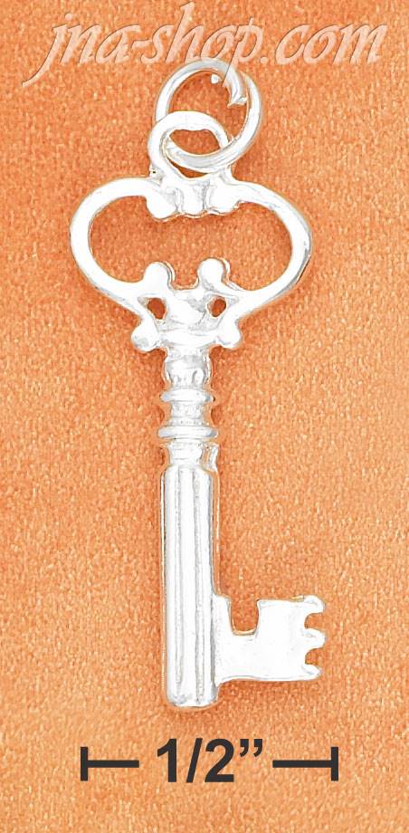 Sterling Silver HIGH POLISH SKELETON KEY CHARM - Click Image to Close