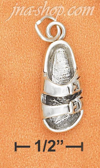 Sterling Silver ANTIQUED DOUBLE STRAP LEFT SANDAL CHARM - Click Image to Close