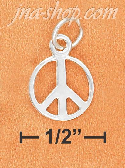 Sterling Silver 6MM HIGH POLISH PEACE SIGN CHARM - Click Image to Close