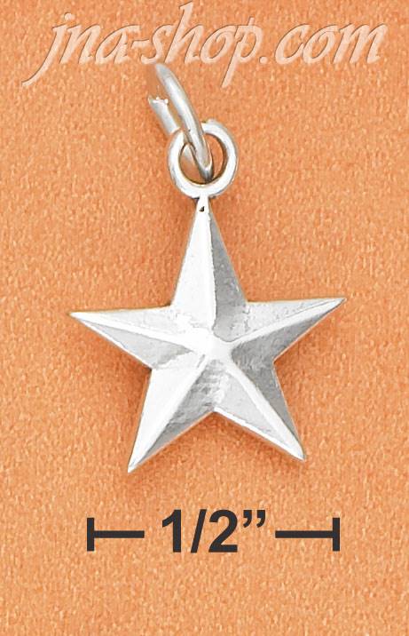 Sterling Silver HIGH POLISHED RAISED ANGLE STAR CHARM - Click Image to Close