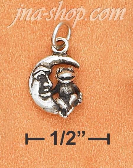 Sterling Silver ANTIQUED FROGGIE SITTING ON THE MOON CHARM (NIC - Click Image to Close