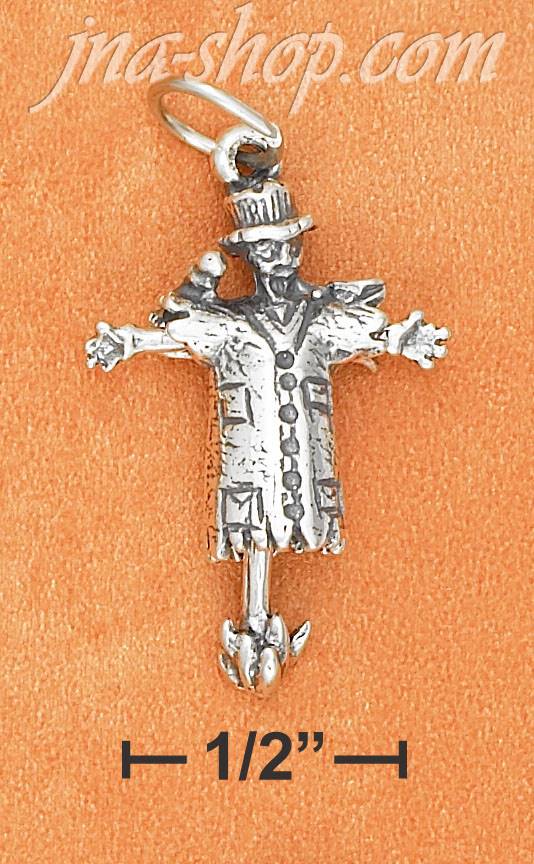 Sterling Silver 3D ANTIQUED MOVEABLE SCARECROW CHARM - Click Image to Close