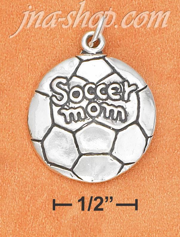 Sterling Silver SLIGHTLY DOMED "SOCCER MOM" CHARM - Click Image to Close