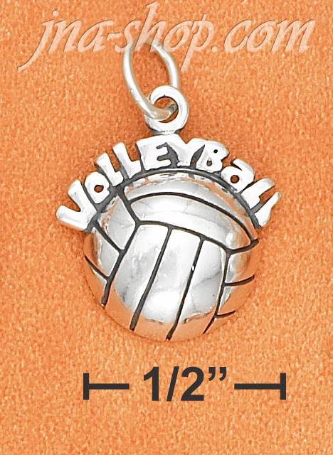 Sterling Silver ANTIQUED HOLLOW BACK "VOLLEYBALL" SPRAWLED OVER - Click Image to Close