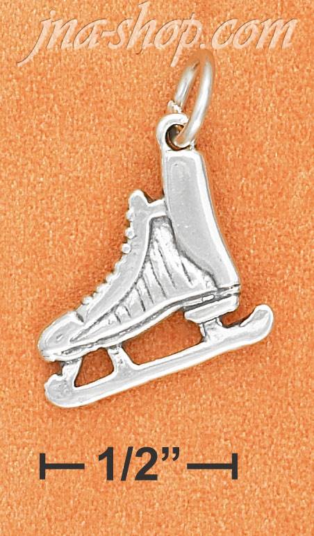 Sterling Silver 3D ANTIQUED HOCKEY ICE SKATE CHARM - Click Image to Close