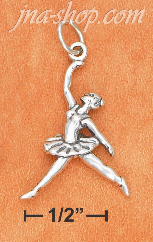 Sterling Silver ANTIQUED 3D LEAPING BALLERINA CHARM - Click Image to Close