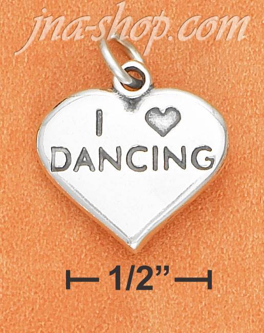 Sterling Silver HIGH POLISH "I HEART DANCING" HEART CHARM W/ ANT - Click Image to Close