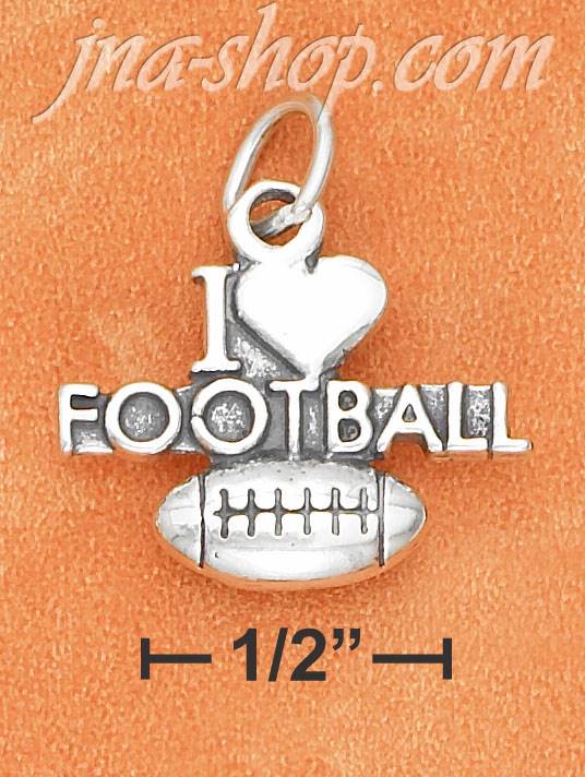 Sterling Silver ANTIQUED "I HEART FOOTBALL" WITH FOOTBALL CHARM - Click Image to Close