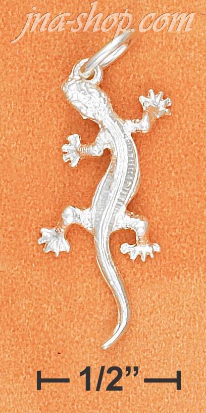 Sterling Silver HIGH POLISH AND DC LIZARD CHARM WITH CURLED TAIL - Click Image to Close