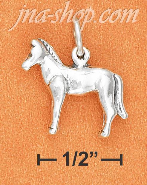 Sterling Silver ANTIQUED STANDING PONY CHARM - Click Image to Close