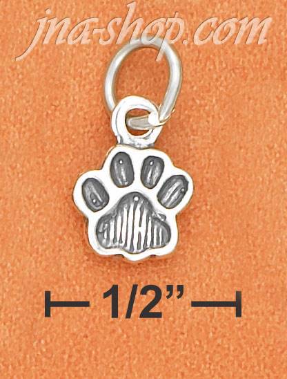 Sterling Silver ANTIQUED SMALL PAWPRINT CHARM - Click Image to Close