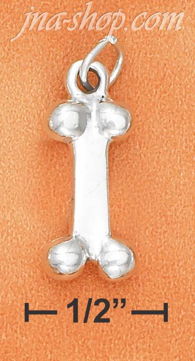 Sterling Silver HIGH POLISH MEDIUM DOG BONE CHARM - Click Image to Close