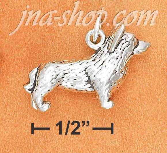 Sterling Silver 3D ANTIQUED CORGI CHARM - Click Image to Close