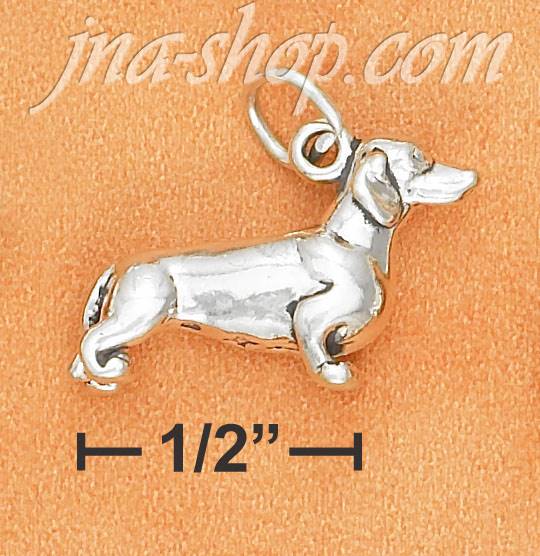Sterling Silver 3D ANTIQUED DACHSHUND CHARM - Click Image to Close