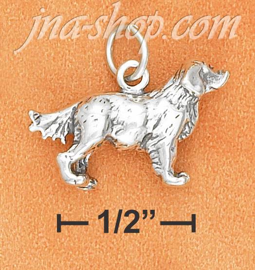 Sterling Silver 3D ANTIQUED GOLDEN RETRIEVER CHARM - Click Image to Close