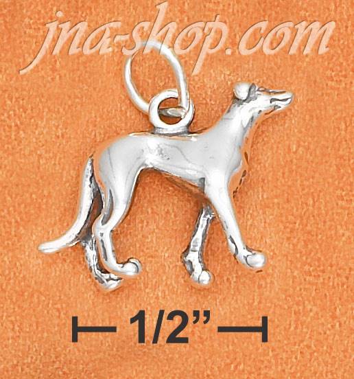 Sterling Silver 3D ANTIQUED GREYHOUND DOG CHARM - Click Image to Close
