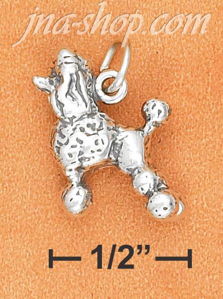Sterling Silver 3D ANTIQUED POODLE DOG CHARM - Click Image to Close