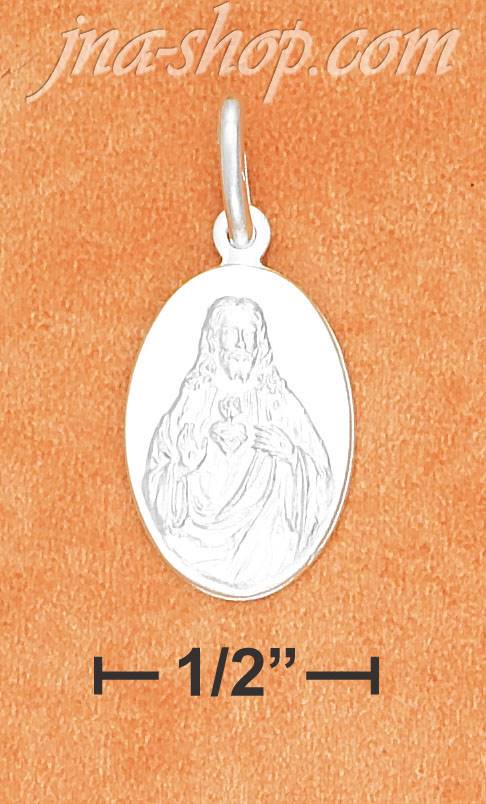 Sterling Silver HIGH POLISH OVAL JESUS MEDAL CHARM - Click Image to Close