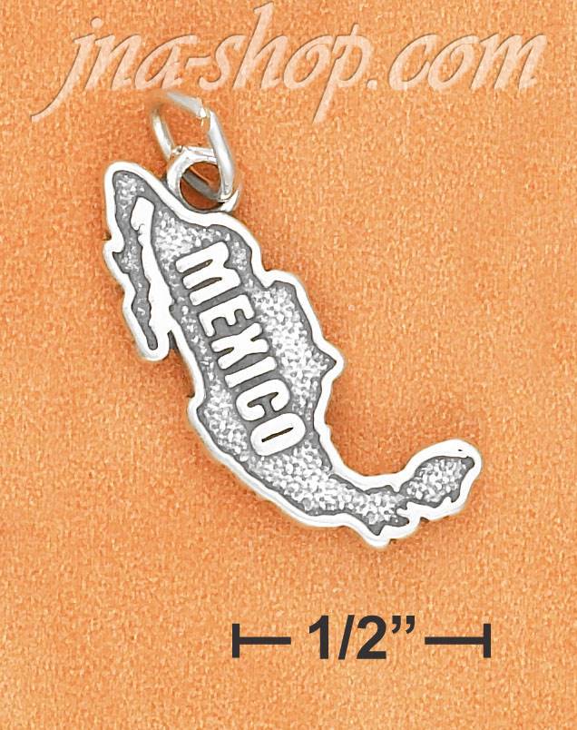 Sterling Silver ANTIQUED "MEXICO" MAP CHARM - Click Image to Close