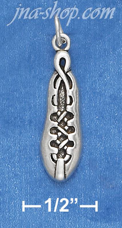 Sterling Silver ANTIQUED 1" IRISH DANCING SHOE CHARM W/HOLLOW BA - Click Image to Close