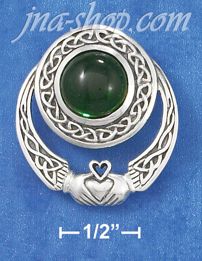 Sterling Silver ANTIQUED CELTIC CLADDAGH SLIDE PENDANT W/10MM RO - Click Image to Close