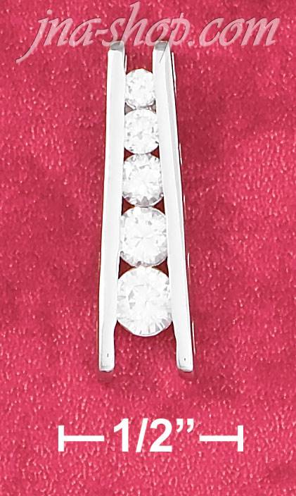 Sterling Silver RP LADDER SHAPE CHARM W/ 5 ROUND CZ STONES RANGI - Click Image to Close