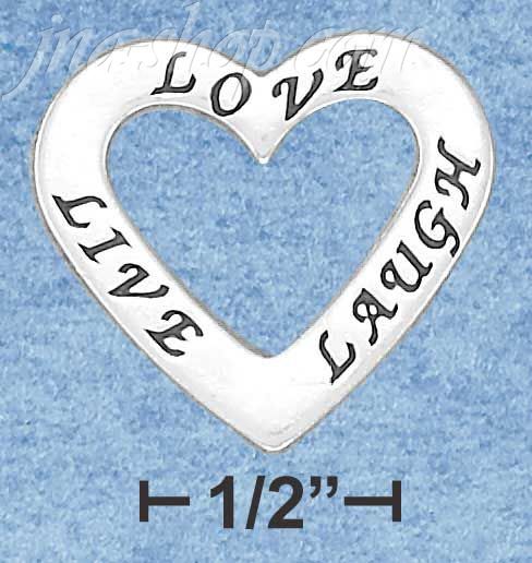 Sterling Silver "LIVE LOVE LAUGH" TRIO OPEN HEART AFFIRMATION CH - Click Image to Close