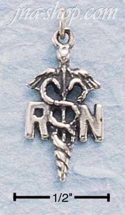 Sterling Silver RN NURSE'S SYMBOL CHARM - Click Image to Close
